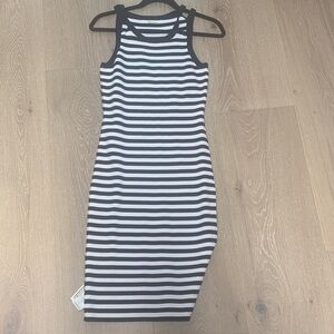 Michael kora Navy and White Striped Sleeveless Dress